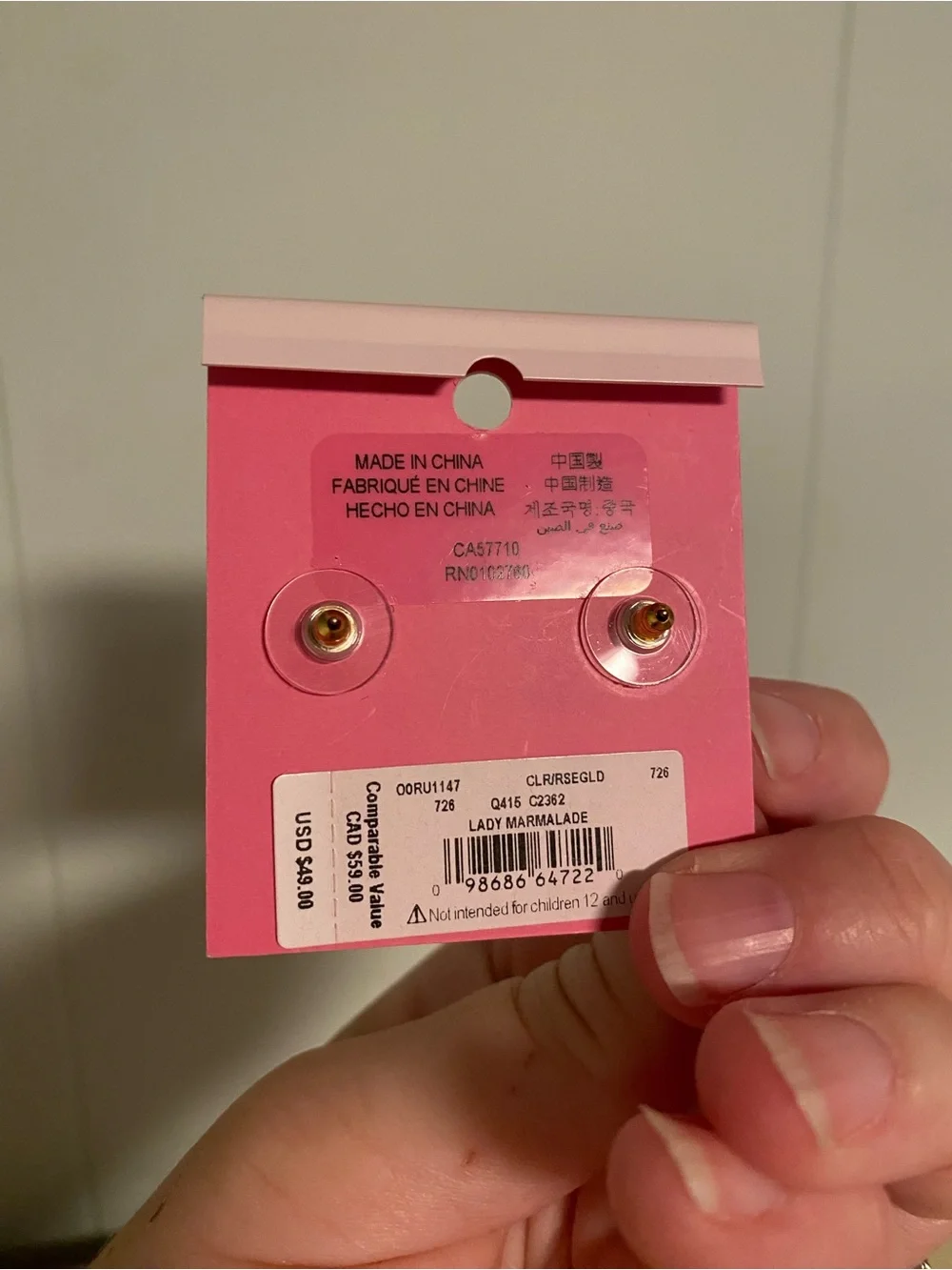 NWT kate spade Rose Gold and Clear Crystal Stud Earrings